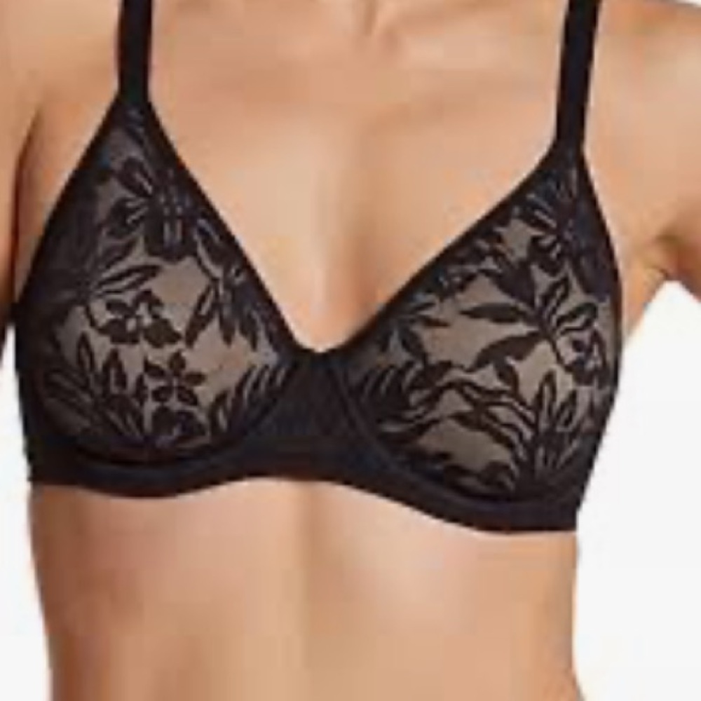 NWT Bali Women's Breathe Lace Underwire-Black/Almond Size 34C